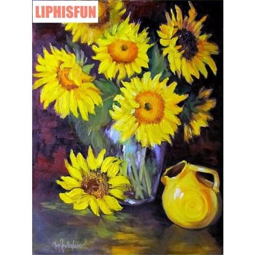 DIY 5D Diamond Full Diamond Painting Cross Stitch Kits Home Decor Square Flower Vase Diamond Embroidery