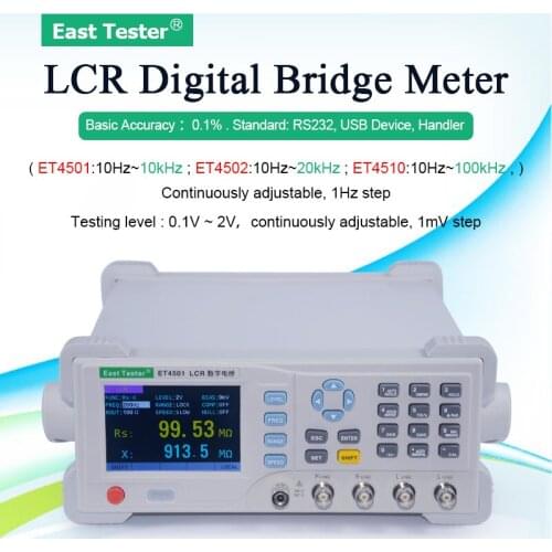 ET4501 ET4502 ET4510 LCR Meter 10hz~100KHZ Bandwidth Parameter Analyzer Adjustable Frequency Desktop Benchtop Digital Bridge