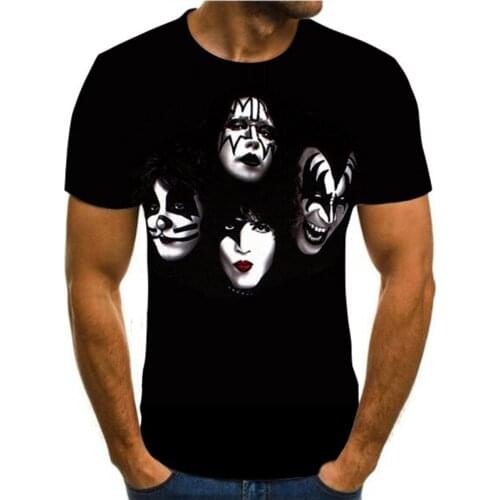 New Fashion Kissing Band Rock Letter 3D T-shirt Funny Mens T-shirt Casual Short Sleeve Round Neck Shirt Hip Hop T-shirt 110-6X