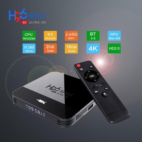 H96 Mini H8 Smart TV Box Android 9.0 RK3228A Qua core A7 2.4G/5G Wifi BT4.0 4K HD Set Top Box Google Player Youtube Media Player