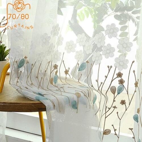 Customization Modern Curtains for Living Dining Room Bedroom Idyllic Simple Embroidery Curtains White Tulle Finished Curtains