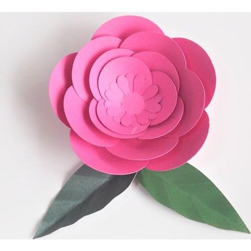 Artificial Flowers 10CM + Leaves 10CM Fleurs Artificielles Backdrop DIY Giant Paper Flowers Wedding Party Decor Baby Shower