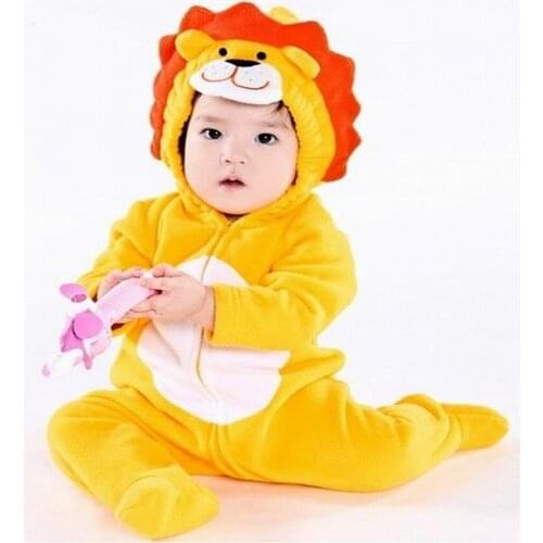 Lion Baby Rompers Warmer Hooded Coats Baby Boys Rompers Newborn Fleece Jumpsuits Outfits Costumes Long Fleece Baby Clothes