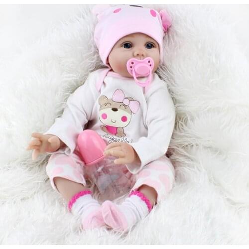 NPK DOLL Reborn Baby Doll Girl Toys 22 Inch Lifelike Real Baby Soft Clothes Body BeBe Handmade Kits Birthday Pink Princess