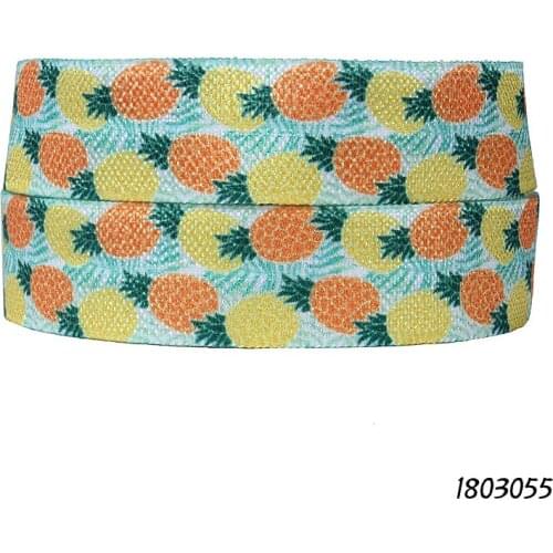 Flora Ribbons heat transfer foe ribbon, 50 yards/lot pineapple printed fold over elastic