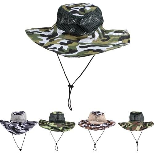 Summer Boonie Mesh Bucket Safari String Hap Cap Men Women Fishing Beach Outdoor Camping Hiking Hat