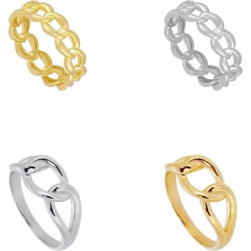 24K Gold Metal Chain Ring For Unisex Hiphop/Rock Geometry Circular Punk Rings Finger Accessories Ring for Women Fashion Jewelry