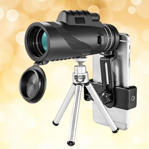 Monocular Low Light Night Vision 40x60 Telescope with Tripod and Clip Support Cell Phone Professional High Magnification Eyepiec