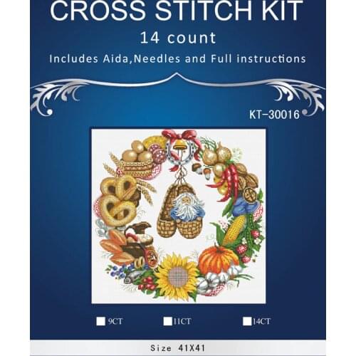 Oneroom 6th Needlework,DIY Cross Stitch,Sets For Embroidery kits,14CT&16CT&18CT, fruit flower bread Christmas wreath