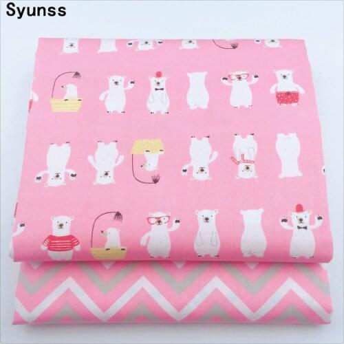 New Pink Bear Waves pattern twill cotton fabric bundle quilting diy patchwork sewing clothes baby bedding textile tissus tilda