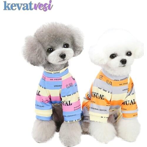 Pet Clothes for Small Dogs Soft Puppy Jumpsuit Striped Letters Dog Pajamas Chihuahua Pug Breathable Thin Cat T-Shirt Ropa Perro