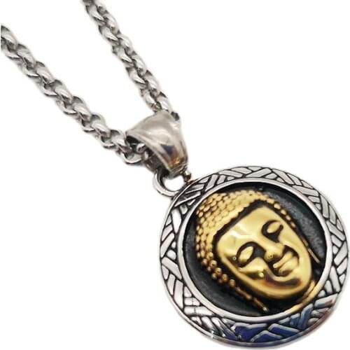 New 2 tone Buddha necklace pendant 316L stainless steel religious necklace jewelry for men women amulet necklace CAGF0452