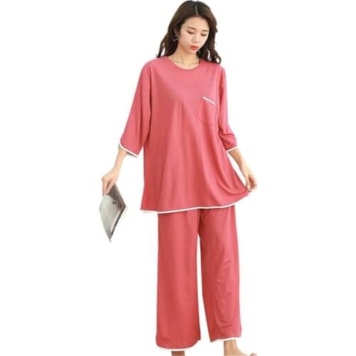 Pajamas plus size home service suit ladies fat mm bathrobe two-piece wide-leg pants suit cotton loose pijamas women