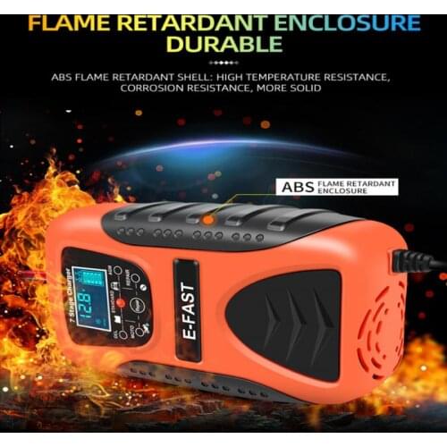 Fully Automatic Car Battery Charger 12V 7A Smart Fast Charging 7 Segment Multi-battery Lead-acid Battery Charger LCD Display