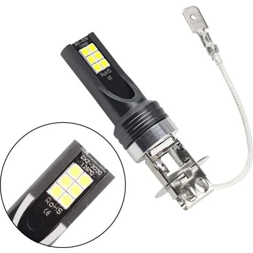 Fog Lights H3 Led Car Auto LED Headlight Bulbs CSP 3030 LED 12SMD DC12-24V 6000K White Daytime Running Light Auto Fog Lamp