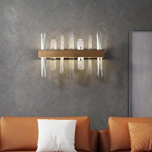 YOOGEE Luxury Gold Crystal Wall Lamp for Living Room Bedside LED Home Decoration Modern Sconce Light Fixture Luminaria