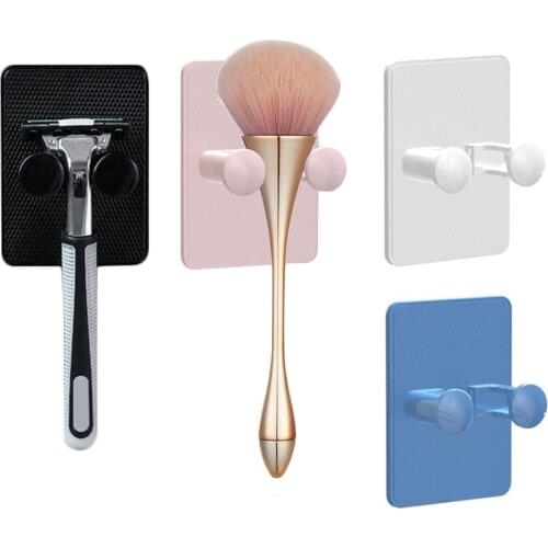 Self Adhesive Razor Holder Punch Free Wall Mounted Shaver Hanging Rack Cosmetic Brush Holder Bathroom Storage Hook