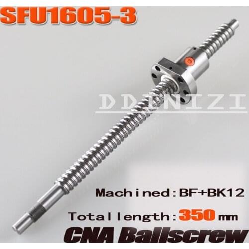 SFU1605 350mm RM1605 350mm SFU1605-3 Rolled Ball screw 1pc+1pc ballnut + end machining for BK/BF12 standard processing