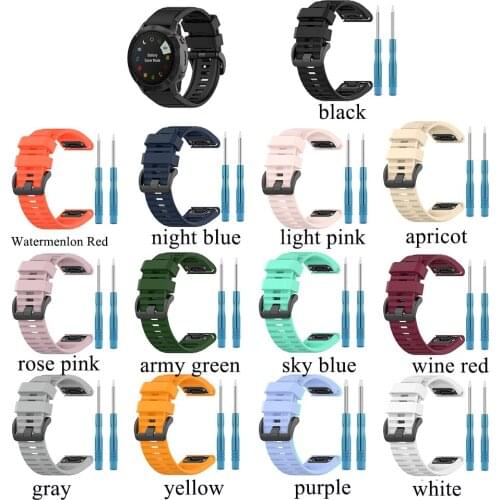 Silicone Sport Bands for Garmin Fenix 6 6s Sapphire 6X Pro Solar GPS 20 22 26mm Replacement Durable Watch Strap with Screwdriver