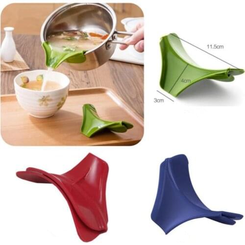100pcs Silicone Colander Liquid Funnel Pots and Pans Round Rim Deflector Anti-spill Drain Spout Slip On Mess Kitchen Tool JF