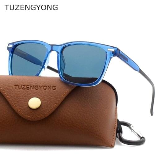 TUZENGYONG New Unisex Ultralight TR90 Polarized Sunglasses Men Women UV400 Square Shades Vintage Sun Glasses Gafas De Sol