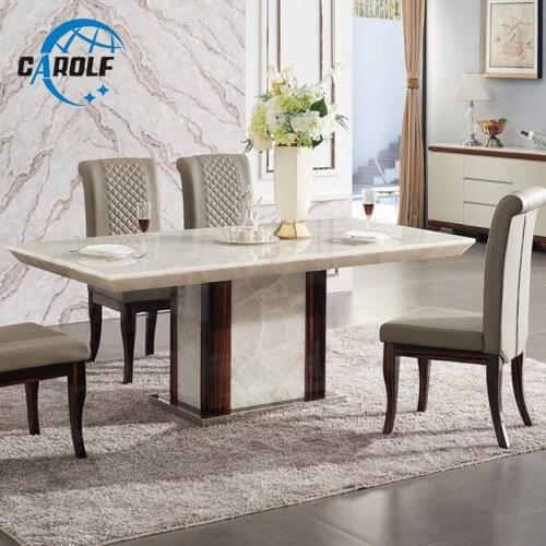 Modern dining table designs furniture marble stone 6 seater dining table set