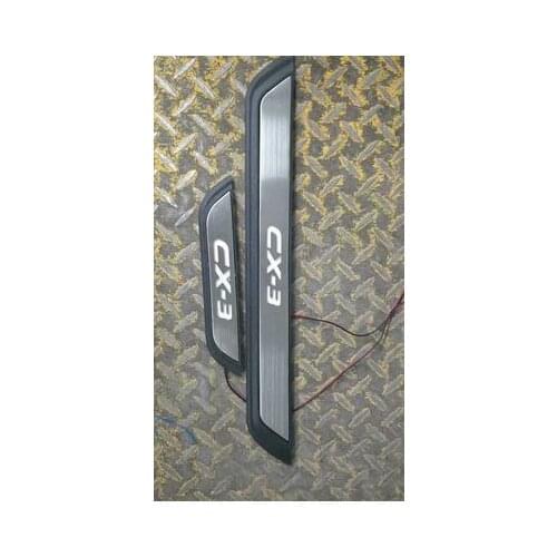 LED Light Door Sill Scuff Plate Welcome Pedal Stainless Steel Car Styling Sticker Car Accessories For Mazda CX-3 CX3 2017-2019