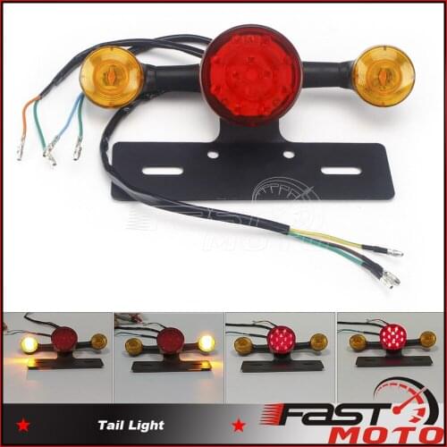 Motorcycle LED Tail Lamp Turn Signal Light Number License Plate Bracket Rear Brake Lighting Indicator For Cafe Racer ATV Chopper