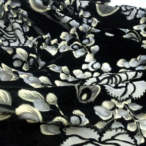 Party Dress Fabric Flocked DIY Burn Out Silk Rayon Cheongsam Soft Flower Material Wedding Cosplay Dress Material Fabric