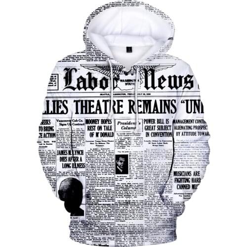 3D Hoodies Newspaper Sweatshirt Men/Women Hooded Fashion Kids Casual Funny Long Sleeve Popular Sweatshirts breaking news Tops
