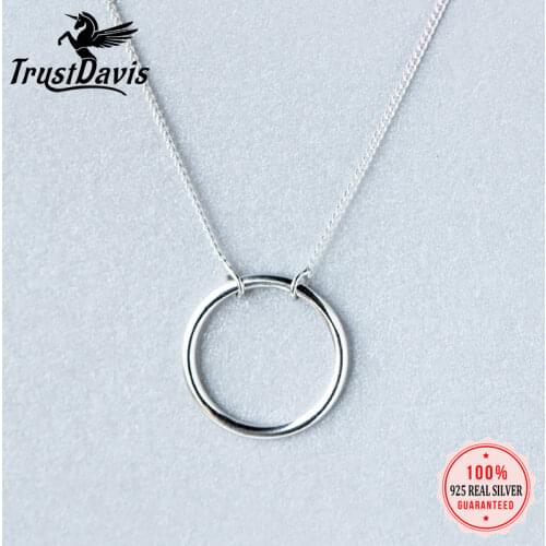 Trustdavis 100% 925 Sterling Silver Fashion Hollow Round Pendant Short Necklace For Women Wedding Party Fine Jewelry Gift DS599