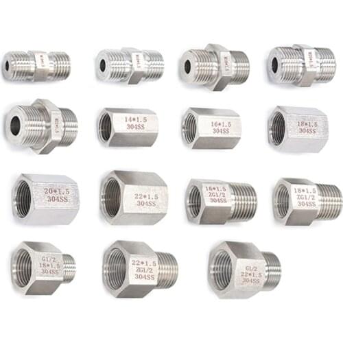 Thickened High Pressure 304 Stainless Steel Pressure Gauge Adapter Pressure Gauge Pipe Fittings M14*1.5 M16*1.5 M18*1.5 NPT