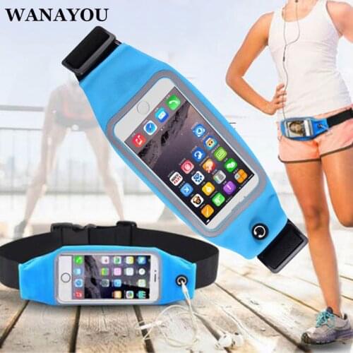 WANAYOU Women Men Waterproof Running Waist Bag,Transparent Window Reflective Sport Bag,5.5 Inch Phone Pack Jogging Fitness Pouch