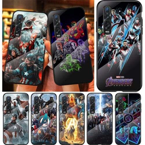 Cool Marvel Avengers For OPPO A9 2020 A52 Find X2 Lite Realme 7 7i C3 XT 6 5 Pro Tempered Glass Cover Phone Case