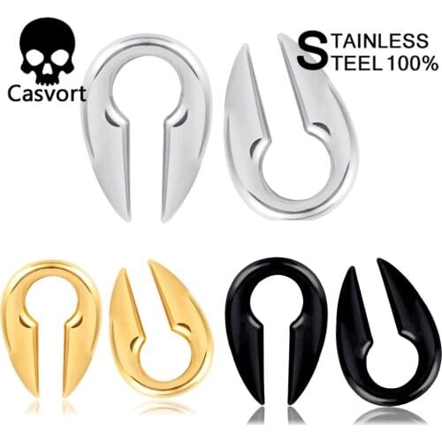Casvort 2pcs Stainless Steel Ear Plugs And Tunnel Ear Weights Piercing Body Jewelry Smooth Earrings Gauges Expander