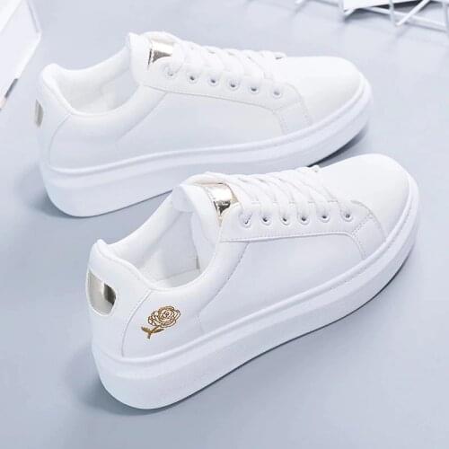 2020 New Spring Tenis Feminino Lace-up White Shoes Woman PU Leather Solid Color Female Shoes Casual Women Shoes Sneakers