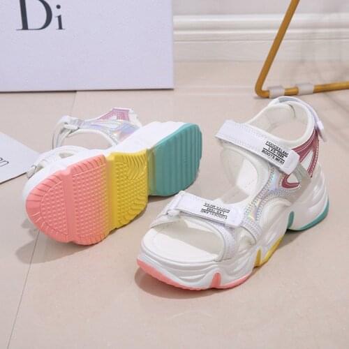 LazySeal Platform Sandals Female Summer 2020 Women Thick Bottom Rainbow Sole Hook & Loop Shoe Wedge With Open Toe Platform Shoes