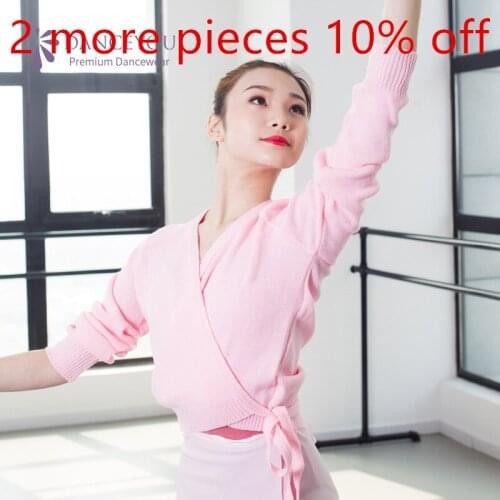 New Coming Knit Sweater Top Acrylic Warm Wool Dancewear Child Adult Girls Women Ballet Yoga Salsa Tie Up Style Pink White 8 Size
