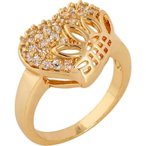 Hot 2019 Women Gold Crystal Love Heart Shaped Ring Bridal Wedding sunflower shape metal Rings Elegant Jewelry Freeshipping