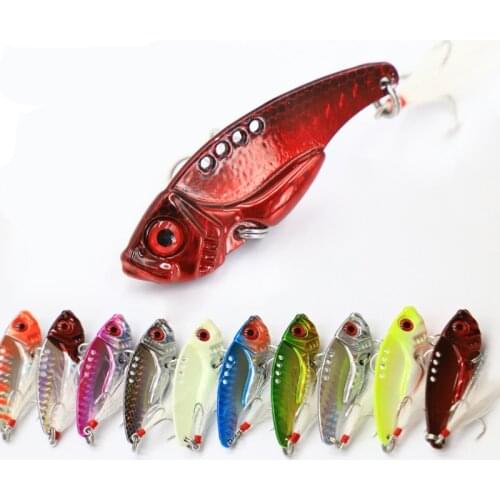 10 Color Metal VIB 7/10/15/20g Fishing Lure Vibration Spoon Hard Baits with Feather Crankbait Wobbler Swimbait Cicada VIB Tackle