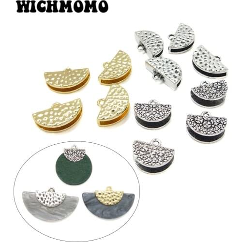 2019 New Fashion 10pieces 13mm Zinc Alloy Two Style Semicircle Connectors Charms for DIY Earrings Necklace Jewelry Accessories