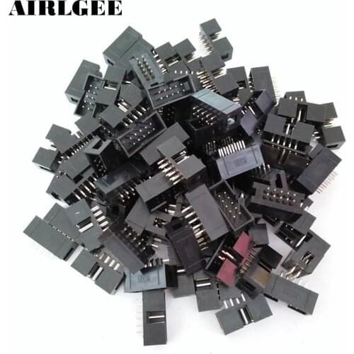 100 Pcs IDC Box Header DC3-10P 10 Way 2.54mm JTAG Socket Connector Black Free shipping