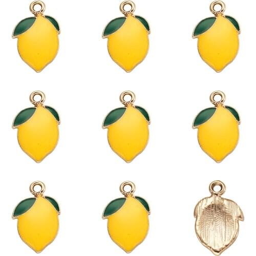 100pcs Alloy Lemon Peach Enamel Pendants Fruit Theme Charms Pendant For jewelry making DIY Decor Accessories
