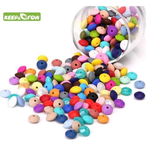 KEEP&GROW 1000Pc 12mm Abacus Silicone Lentil Beads BPA Free Baby Teething Beads For DIY Jewelry Making Necklace Pearl Silicone