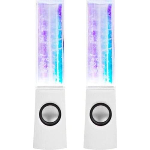 2PCS LED Light Speakers Dancing Water Music Fountain Light for PC Laptop for Phone Portable Desk Stereo Speaker