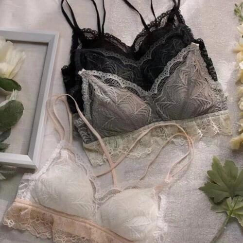 4 Colors Full Lace Wire Free Thin Cotton Cup Women Sexy Sleepwear Comfortable Female Bra And Panty Underwear Set Girls Intimates