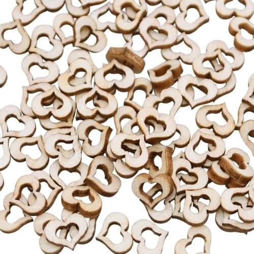 50/100pcs Wood Pieces Hollow Love Heart DIY Handmades Crafts Wooden Slices Laser Cut Embellishment Wedding Valentines Home Decor