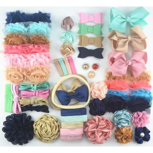 51pcs/lot DIY headbands kit ,shabby flower shower headband station, ,shower headband kit, DIY headbands