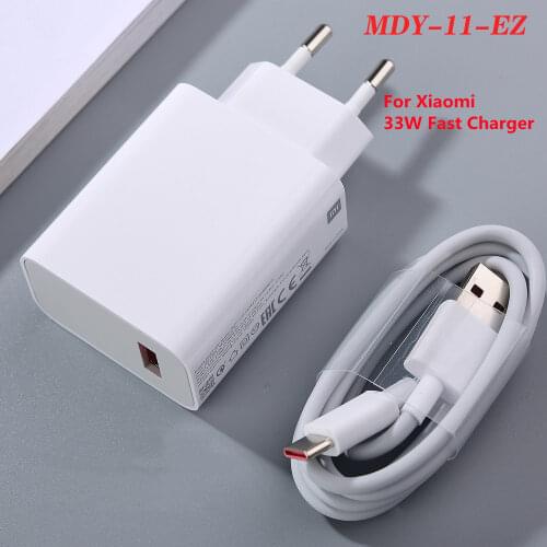 Original Xiaomi MDY-11-EZ 33W EU Turbo Charge Charger Adapter 6A type C Cable for Mi Mi 11 10 CC9Pro 9T Redmi K40 Note 9S 10 Pro