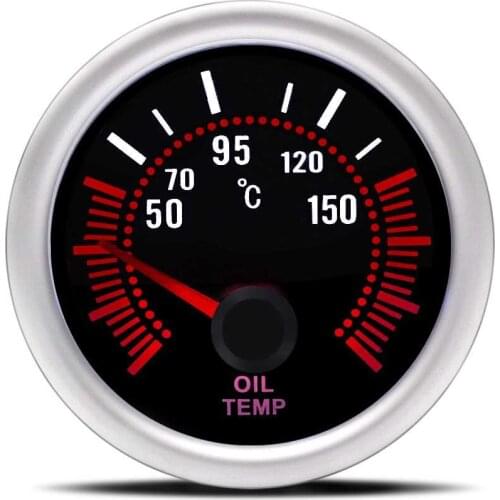 Car Auto Oil Temp Gauge 50~150 C 2" 52mm Universal White LED Smoke Len Digital 12V Oil Temperature Meter with Sensor